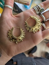 3.5cm CREOLE HOOPS Vintage Victorian HOOP EARRINGS Gypsy Creole GOLD Clicker