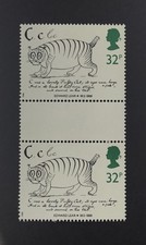 Cat From Alphabet Book Edward Lear On 1988 Stamps MNH Gutter Pair - Postage Comb