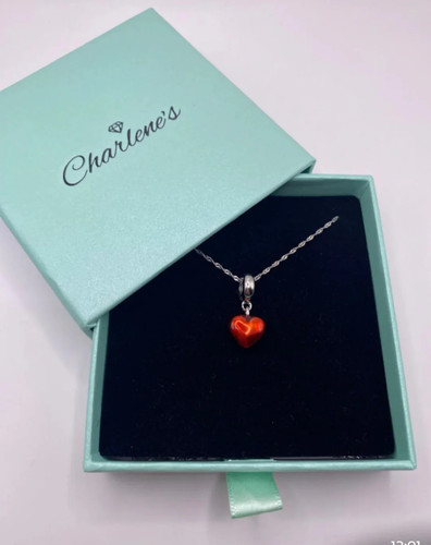 Red heart 925 silver - red, pendant