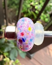 Trollbead trollstone pink rainbow ooak unique