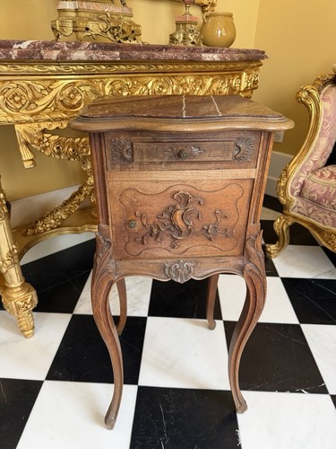 French marble bedside table - french,