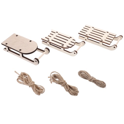 Wooden sleigh decoration - sleigh, beige