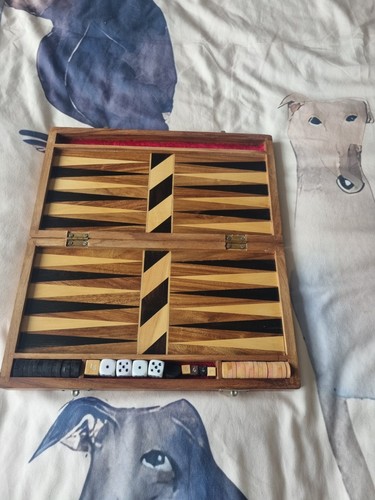 Vintage wood backgammon set - wood,