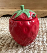 Next Home Strawberry Shaped Ceramic Preserve Jam Storage Pot with Lid & Spoon