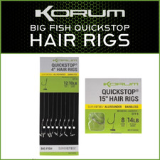 KORUM BIG FISH QUICKSTOP HAIR RIGS |  ALL SIZES/BARBED & BARBLESS OPTION