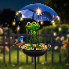 Solar Bird Feeder Frog Garden