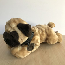 Keel Toys Pug Laying Dog Soft Toy Plush 'Reggie' Medium 35cm Long Tan & Brown