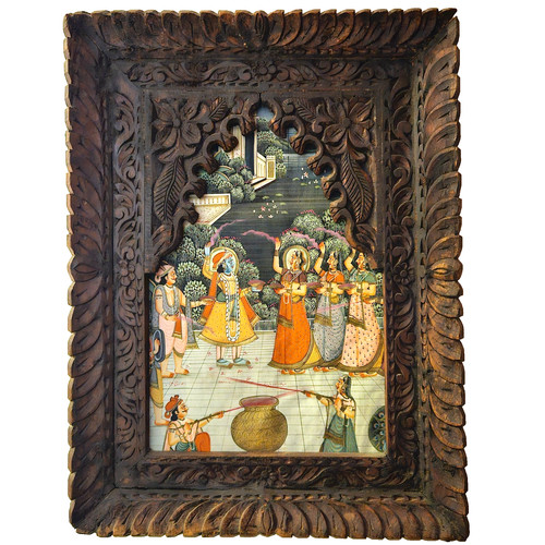 Vintage indian wall carved - wall,
