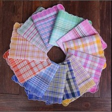 Womens Mixed Random Color Hankerchiefs Ladies Printed Cotton Handkerchief 12PCS