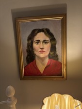 A Vintage 1950’s ( Antique Style) Oil Portrait Painting Of A Young  Lady / woman