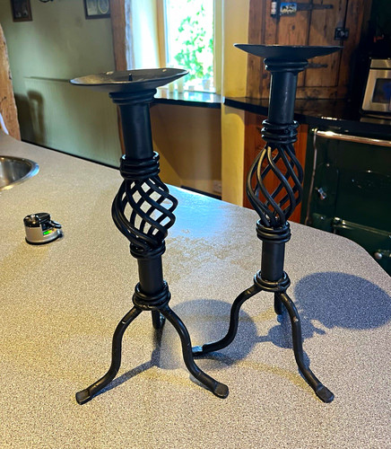 Pair black metal tripod - pair,