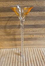 Tall Martini Glass Shaped Vase Centerpieces 10” Clear Twisted Stem W/ Amber Top