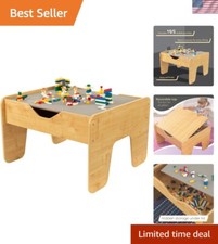 Wooden Activity Table with Hidden Storage & 195 Building Bricks for Ages 3+