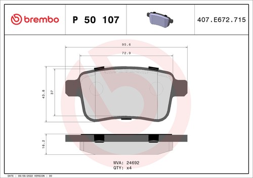 107 brembo brake pad set - brembo,
