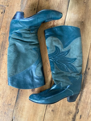 Bottle green leather suede - green, &
