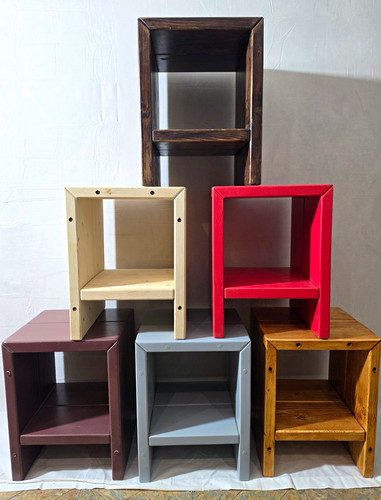 Colourful wooden short - , stool