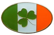 Oval Ireland Flag & Shamrock Pin Badge Brooch Irish Republic
