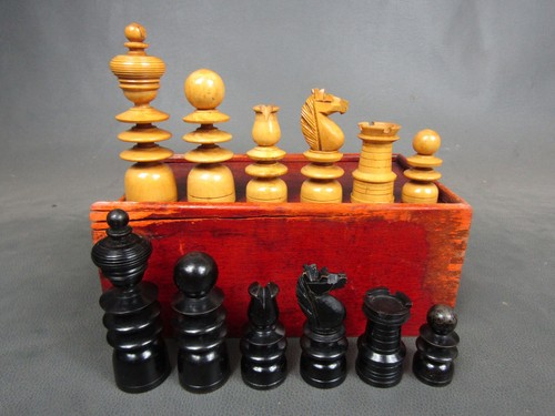 Antique george chess set - chess,