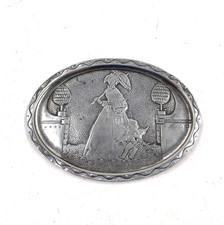 Vintage Pewter Pin Tray No 320 Polished Pastoral Scene 17 x 12cm 1930's