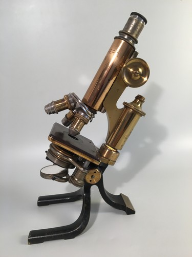 Brass microscope reichert - microscope, /