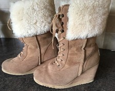 Love From Australia(LFA)shearling. Caramel Chloe Wedge Boots Size 6/39