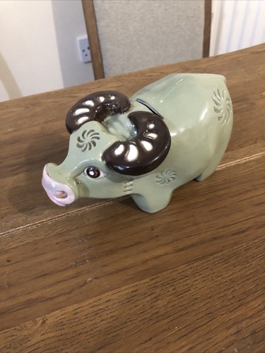 Vintage piggy money - bank, green