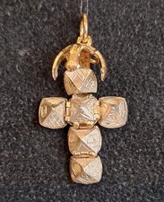 Small yellow gold and silver Masonic ball pendant. 10mm diameter. Maker JHW