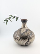 Vintage Burton Studio Metallic Clay Vase Patagonia Argentina Gold Black 5.5"