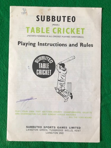 Subbuteo table cricket set - subbuteo,