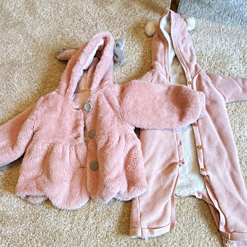 Pink hooded bear snowsuit - snowsuit, &
