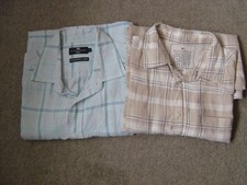 Bundle of 2 M&S Blue Harbour mens short sleeve linen shirts size L VGC
