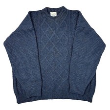 The Sweater Shop Knit Jumper 100% Wool Chunky Blue Sweater Mens 2XL