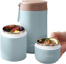 Hot Food/Soup Thermos Flask Stainless Steel Vacuum Insulated Jar & Spoon 800ml