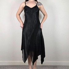 Womens Black Satin Midi Slip