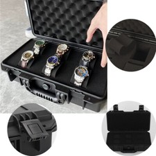 6 Slot Watch Storage Box Travel Case Hard Shell Case Shock&Water Proof Black