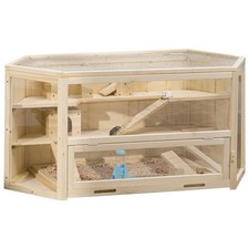 PawHut 3 Tier Hamster Cage - Natural, Refurbished