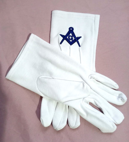White masonic gloves - with, blue