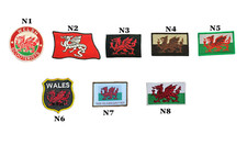 Welsh Wales Dragon Flag Hook & Loop Iron Sew On Mix Patch Badge Bikers Cloth