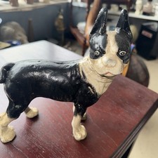 ORIGINAL STANDING BOSTON TERRIER CAST IRON DOG STATUE DOORSTOP DOOR STOP