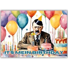 Funny Birthday Card, Adolf Hitler, It's Mein Birthday, Historical Dark Humour