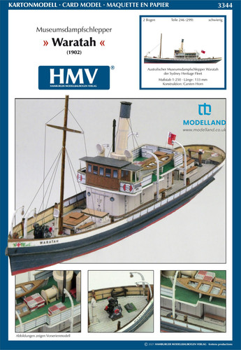 Steam tug waratah card paper - tug,