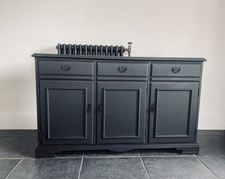 Stunning Black 3 Door 3 Drawer Sideboard Solid Wood