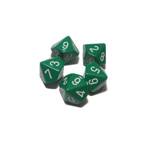 Poly dice green d10 - poly,
