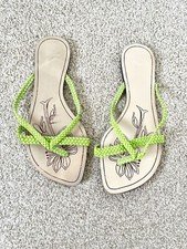Womens Size 6 Flat Sandals NEW BHS Summer Lime Green Slip On Flats Bnwt