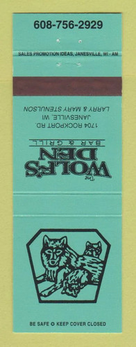 Matchbook cover wolf s - matchbook, wolf's