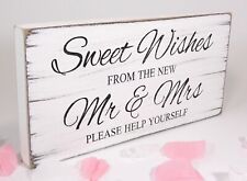Wedding Sweet Table Sign Sweet Wishes Vintage Free Standing White Shabby & Chic