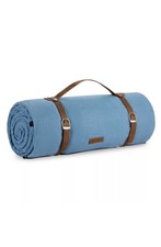 Picnic Blanket, 10 Person Extra Large Blue Herringbone Picnic Rug, VonShef