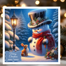 Personalised whimsical Christmas Snowman Card Family, Friends, Children