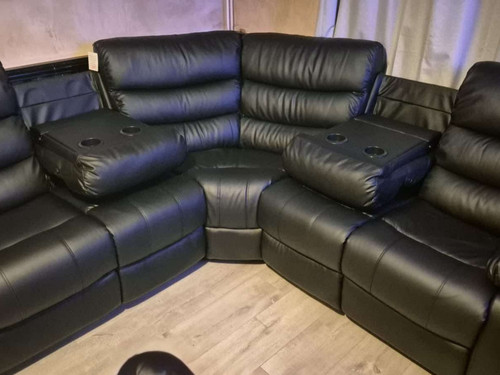 Black recliner corner sofa - recliner,