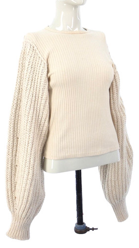 Zara beige ribbed knit jumper - knit,